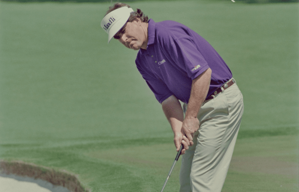04/11/1993; Augusta, Georgia, USA; Bruce Lietzke putts at the Augusta National Golf Course during the 1993 Masters. Mandatory Credit: Eric Olig -The Augusta Chronicle via USA TODAY NETWORK