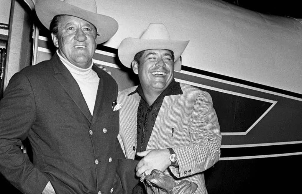 Golfers Tommy Bolt, left, and Lee Trevino, both former U.S. Open champions, may be new to country music, but they are ready for country western as they arrive the morning of Oct. 10, 1969, at the Nashville Municipal Airport for the Music City U.S.A. Pro-Celebrity Golf tournament. 69then10 046