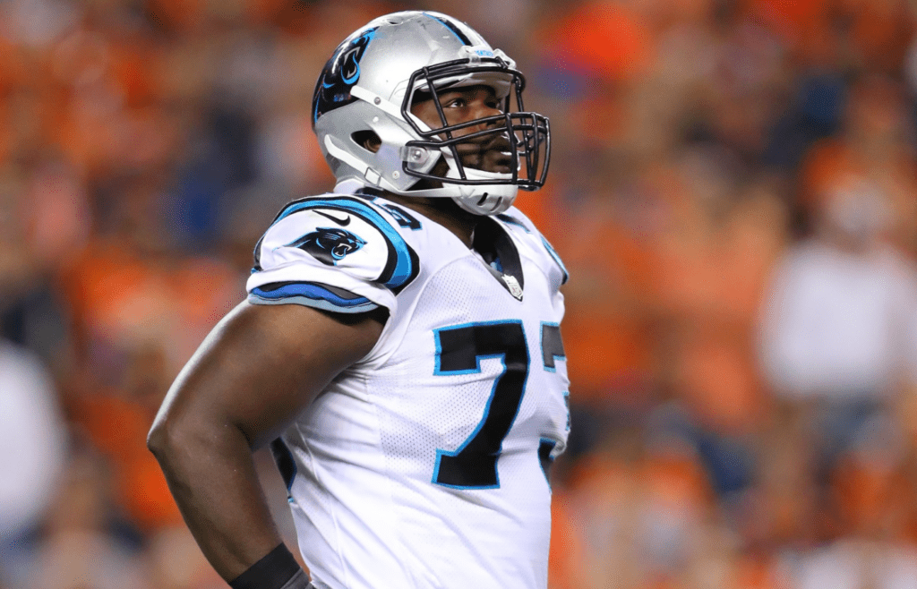 Sep 8, 2016; Denver, CO, USA; Carolina Panthers offensive tackle Michael Oher (73) against the Denver Broncos at Sports Authority Field at Mile High. The Broncos defeated the Panthers 21-20. Mandatory Credit: Mark J. Rebilas-Imagn Images