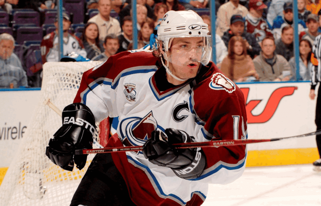 Mar 25, 2006; St. Louis, MO, USA; Colorado Avalanche forward Joe Sakic (19) turns up ice against the St. Louis Blues during the third period at the Savvis Center in St. Louis, MO. Mandatory Credit:Scott Rovak-Imagn Images Copyright © Scott Rovak