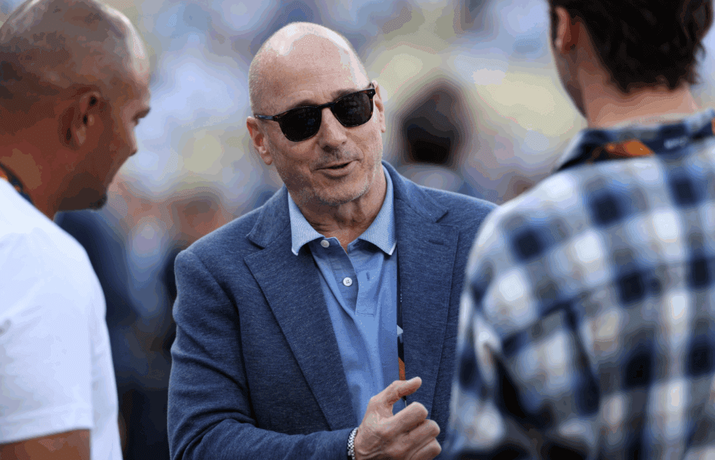 Oct 26, 2024; Los Angeles, California, USA; New York Yankees general manger Brian Cashman before game two of the 2024 MLB World Series at Dodger Stadium. Mandatory Credit: Kiyoshi Mio-Imagn Images