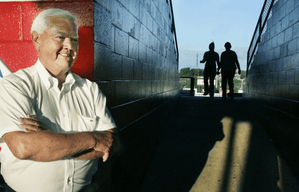 Legendary NASCAR driver Junior Johnson waits in the tunnel at the Music City Motorplex before signing autographs for fans on June 3, 2005. He the grand marshal for the local racing events.