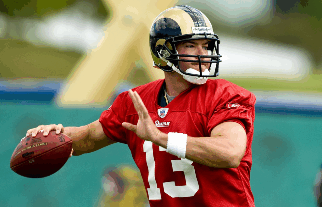 July 31, 2009; St. Louis, MO, USA; St. Louis Rams quarterback Brock Berlin (13) throws during training camp at Russell Training Center. Mandatory Credit: Jeff Curry-Imagn Images