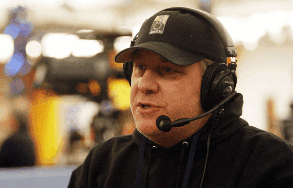 Feb 2, 2012; Indianapolis, IN, USA; MLB former pitcher Curt Schilling is interviewed on radio row at the Super Bowl XLVI media center at the J.W. Marriott in downtown Indianapolis. Mandatory Credit: Jerry Lai-Imagn Images