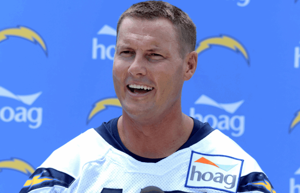 Jul 28, 2018; Costa Mesa, CA, USA; Los Angeles Chargers quarterback Philip Rivers (17) at press conference during training camp at Jack R. Hammett Sports Complex. Mandatory Credit: Kirby Lee-Imagn Images