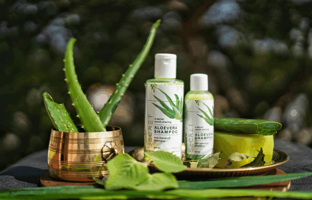 Green and White Bottles of Shampoo on Tray