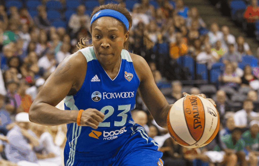 June 21, 2012; Minneapolis, MN, USA: New York guard Cappie Pondexter (23) drives to the basket in the first half against the Minnesota Lynx at Target Center. Mandatory Credit: Jesse Johnson-Imagn Images