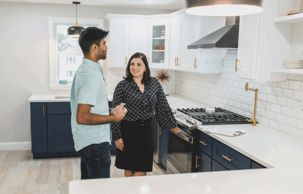 Boy compliments girl with surprised tone in kitchen