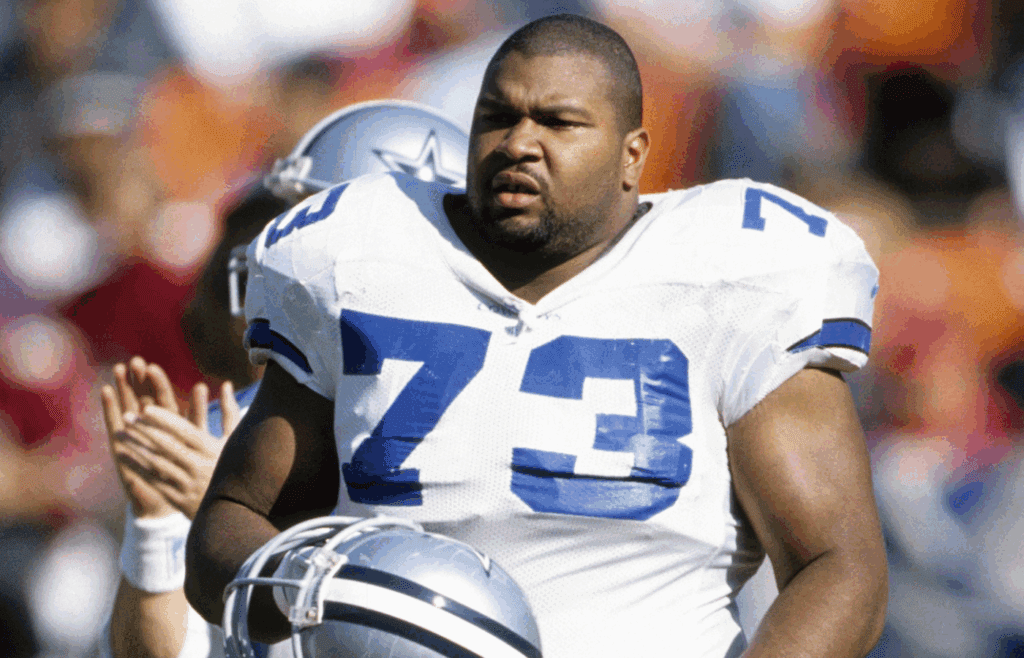 Nov 10, 1996; San Francisco, CA, USA; FILE PHOTO; Dallas Cowboys tackle Larry Allen (73) in action against the San Francisco 49ers at Candlestick Park. Mandatory Credit: Imagn Images