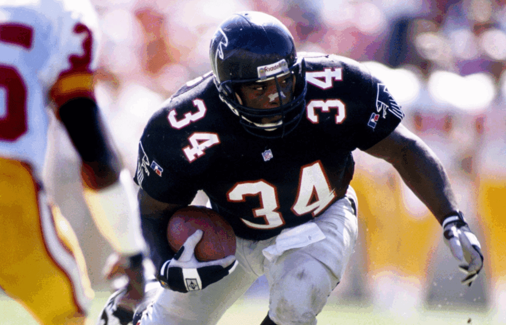 Oct 22, 1995; Tampa, FL, USA; FILE PHOTO; Atlanta Falcons running back Craig Heyward (34) in action against the Tampa Bay Buccaneers at Tampa Stadium. Mandatory Credit: Imagn Images