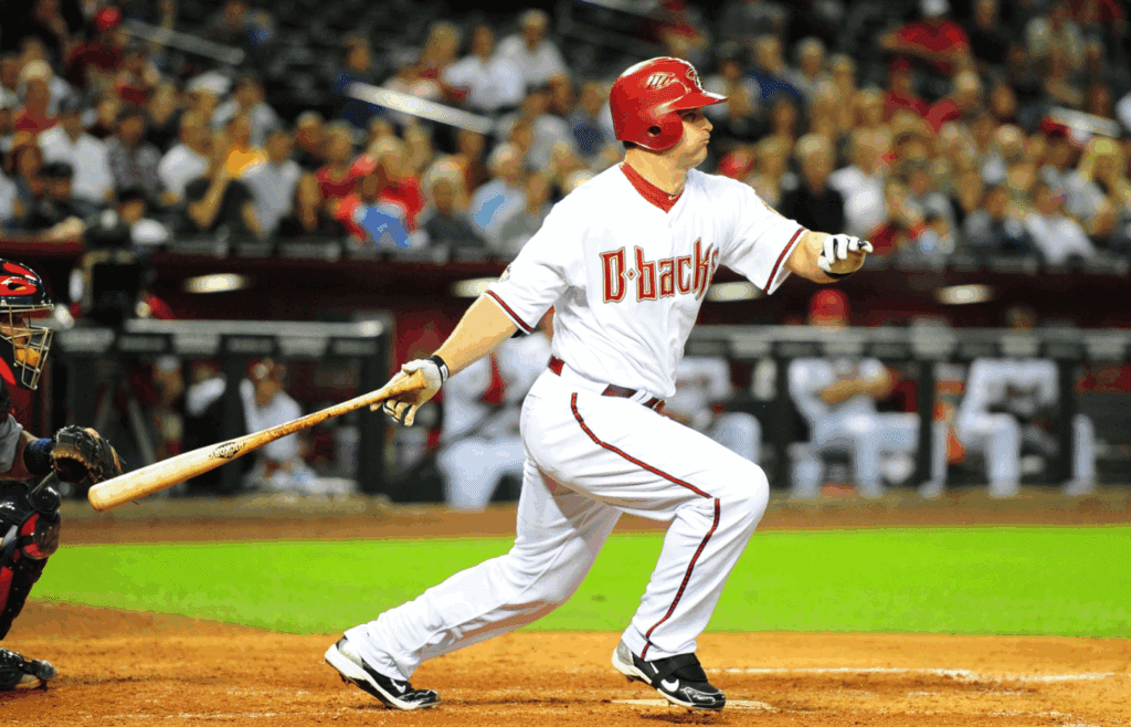 Apr. 11, 2011; Phoenix, AZ, USA; Arizona Diamondbacks first baseman Russell Branyan against the St. Louis Cardinals at Chase Field. Mandatory Credit: Mark J. Rebilas-Imagn Images