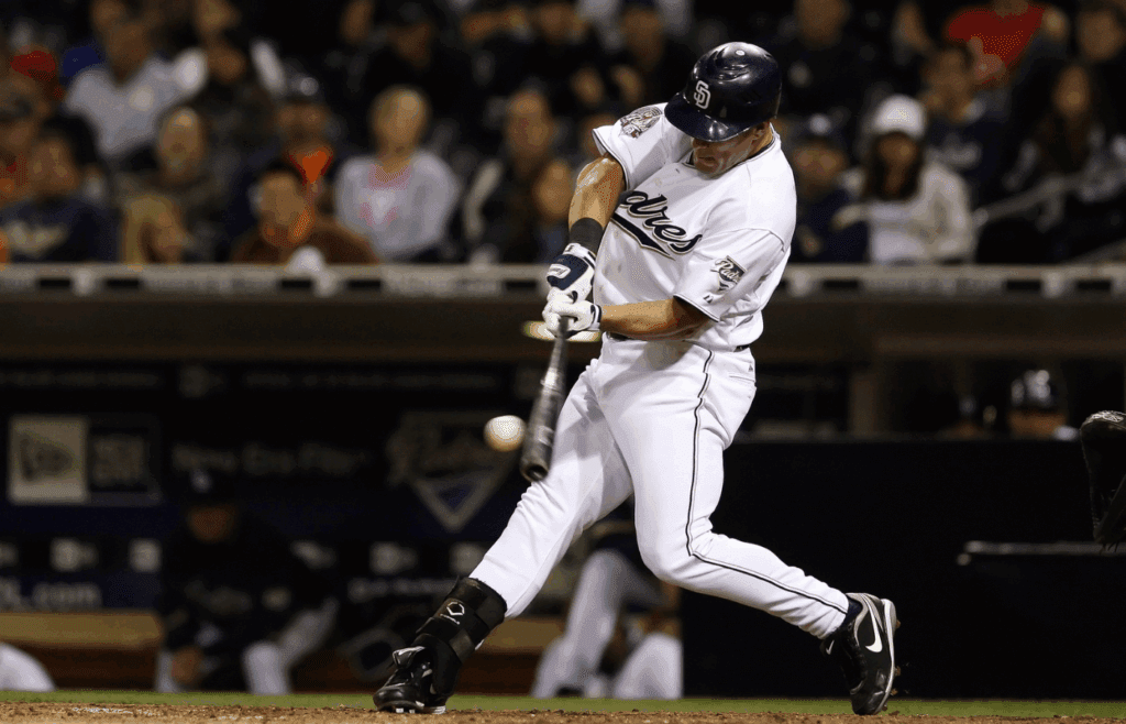 June 2, 2009, San Diego, CA: San Diego Padres right fielder Brian Giles (24) singles out in the bottom of the ninth inning against the Philadelphia Phillies at Petco Park. The Phillies beat the Padres 5-1. Mandatory Credit: Jody Gomez-Imagn Images