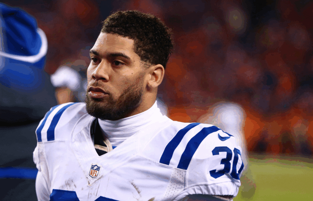 Jan 11, 2015; Denver, CO, USA; Indianapolis Colts safety LaRon Landry (30) against the Denver Broncos in the 2014 AFC Divisional playoff football game at Sports Authority Field at Mile High. The Colts defeated the Broncos 24-13. Mandatory Credit: Mark J. Rebilas-Imagn Images