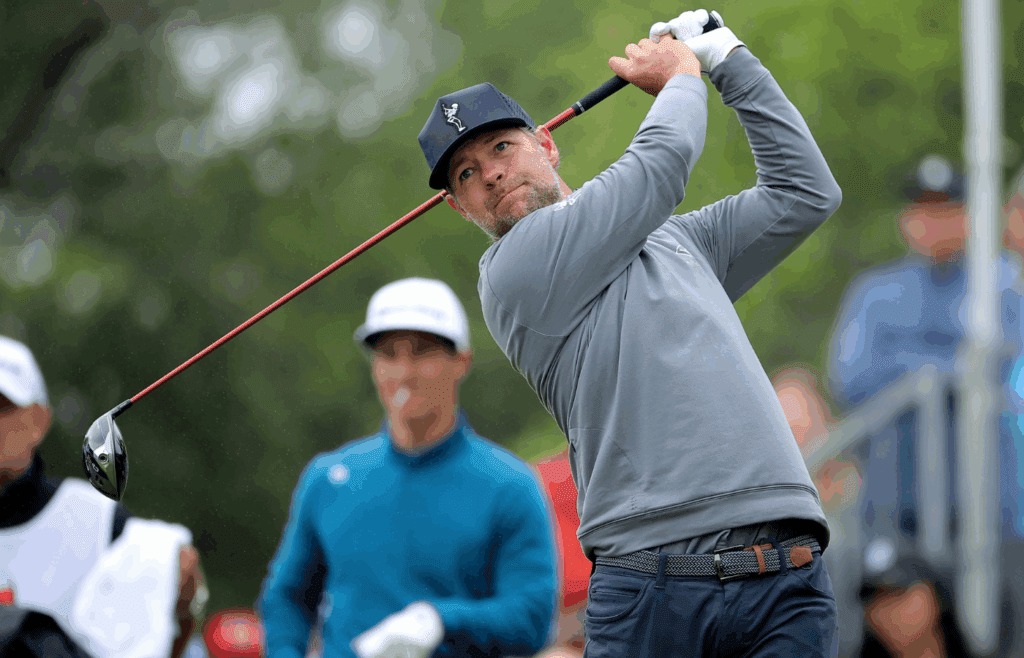 Apr 6, 2024; San Antonio, Texas, USA; Ryan Moore hits a tee shot on the first hole during the third round of the Valero Texas Open golf tournament. Mandatory Credit: Erik Williams-Imagn Images