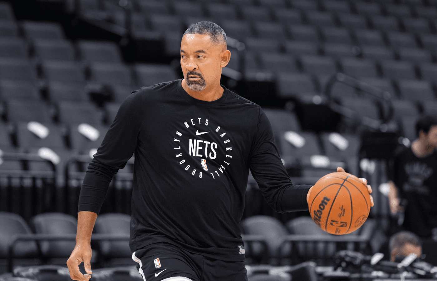 Nov 24, 2024; Sacramento, California, USA; Brooklyn Nets assistant coach Juwan Howard before the game against the Sacramento Kings at Golden 1 Center. Mandatory Credit: Darren Yamashita-Imagn Images