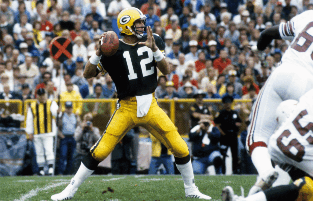 Sep 2, 1984; Green Bay, WI, USA; FILE PHOTO; Green Bay Packers quarterback Lynn Dickey (12) in action against the St. Louis Cardinals at Lambeau Field. Mandatory Credit: Herb Weitman-Imagn Images