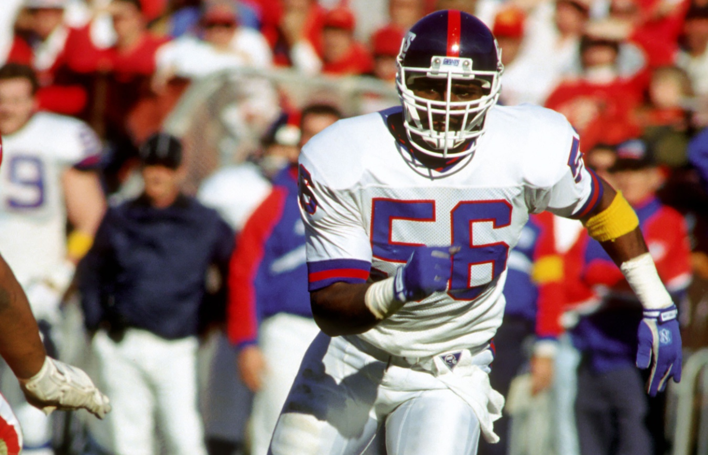 Jan 20, 1991; San Francisco, CA, USA; FILE PHOTO, New York Giants linebacker (56) Lawrence Taylor in action against the San Francisco 49ers at Candlestick Park during the 1990 NFC Championship Game. The Giants defeated the 49ers 15-13. Mandatory Credit: Tony Tomsic-USA TODAY NETWORK
