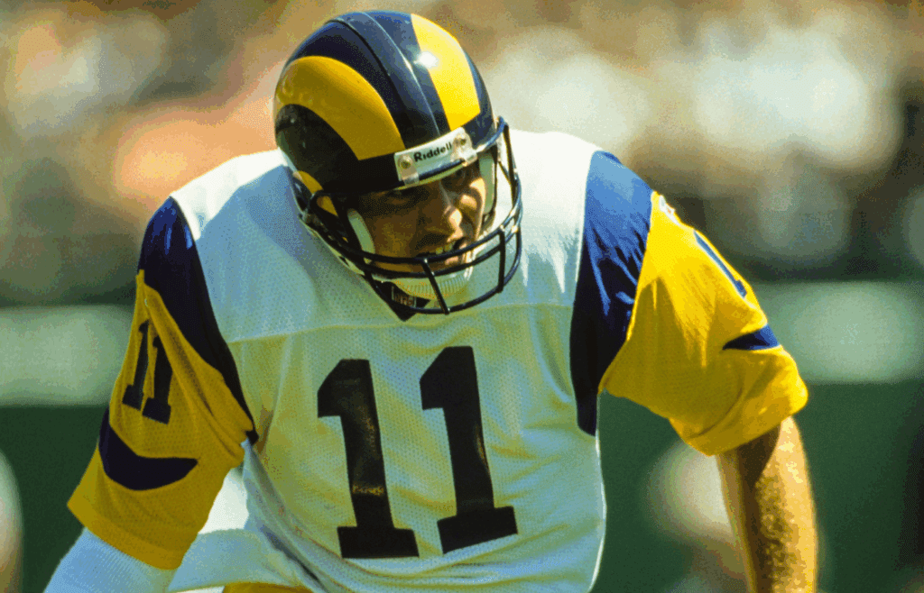 Aug 12, 1995; Los Angeles, CA, USA: FILE PHOTO; St. Louis Rams quarterback Mark Rypien (11) in action against the Los Angeles Raiders during a preseason game at Los Angeles Memorial Coliseum. Mandatory Credit: Long Photography-USA TODAY NETWORK