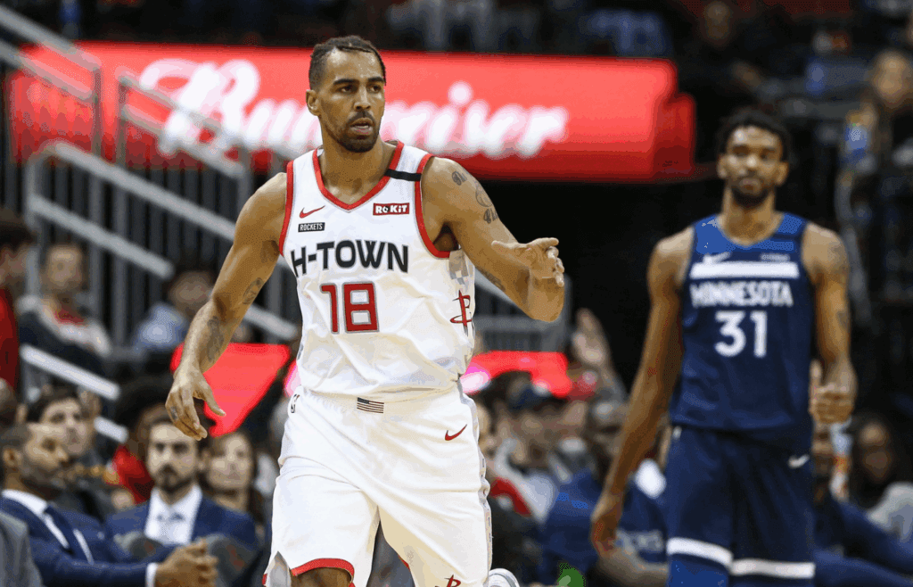 Jan 11, 2020; Houston, Texas, USA; Houston Rockets forward Thabo Sefolosha (18) reacts during the game against the Minnesota Timberwolves at Toyota Center. Mandatory Credit: Troy Taormina-Imagn Images