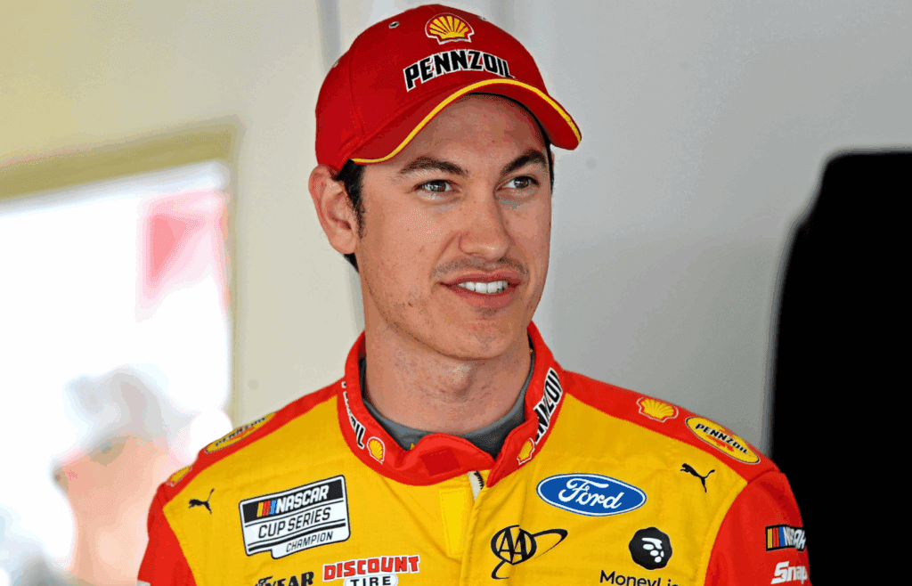 Feb 15, 2020; Daytona Beach, Florida, USA; NASCAR Cup Series driver Joey Logano (22) during practice for the Daytona 500 at Daytona International Speedway. Mandatory Credit: Mike Dinovo-Imagn Images