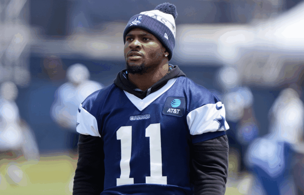 Jul 26, 2025; Oxnard, CA, USA; Dallas Cowboys defensive end Micah Parsons (11) at training camp at the River Ridge Fields. Mandatory Credit: Kirby Lee-Imagn Images