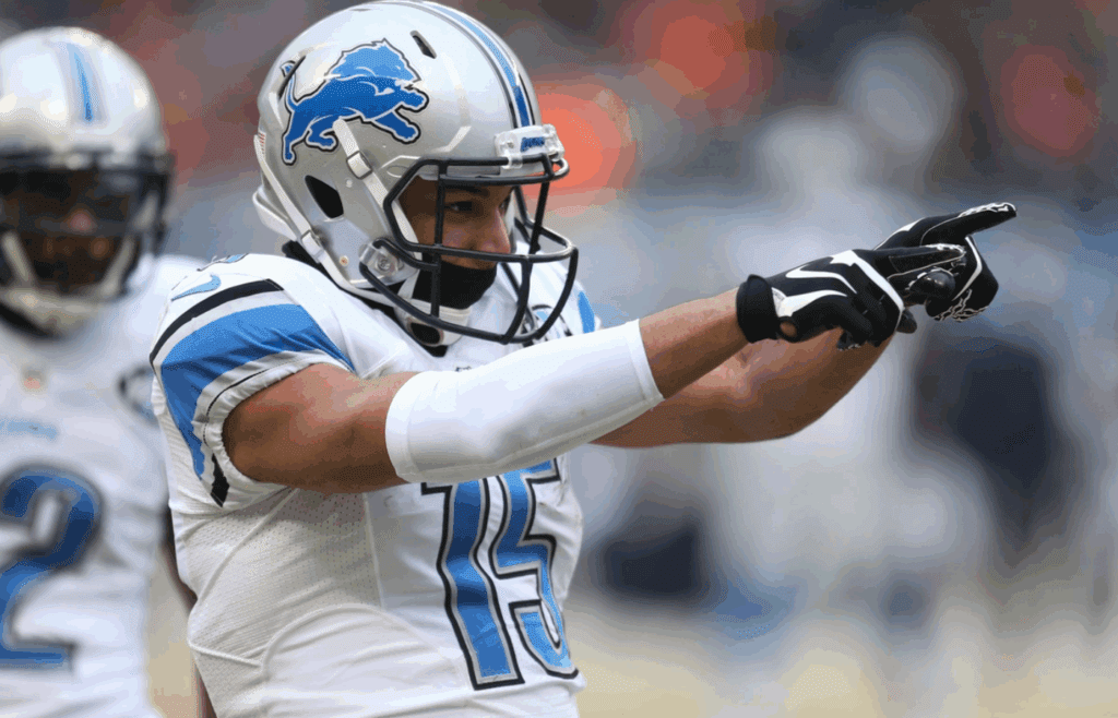 Detroit Lions Golden Tate celebrates a first down against the Chicago Bears during first half action Sunday, December 21, 2014 Soldier Field in Chicago. Kirthmon F. Dozier/Detroit Free Press