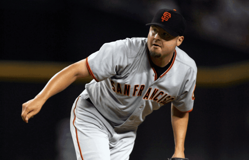 Aug 7, 2006; Phoenix, AZ, USA; San Francisco Giants pitcher (29) Jason Schmidt throws against the Arizona Diamondbacks during the first inning at Chase Field. Mandatory Credit: Rick Scuteri-US Presswire Copyright Rick Scuteri