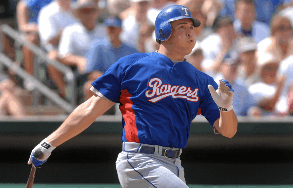 Mar 21, 2007; Mesa, AZ, USA; Texas Rangers first baseman (23) Mark Teixeira against the Chicago Cubs at Hohokam Park in Mesa, AZ. Mandatory Credit: Mark J. Rebilas-Imagn Images Copyright © 2007 Mark J. Rebilas