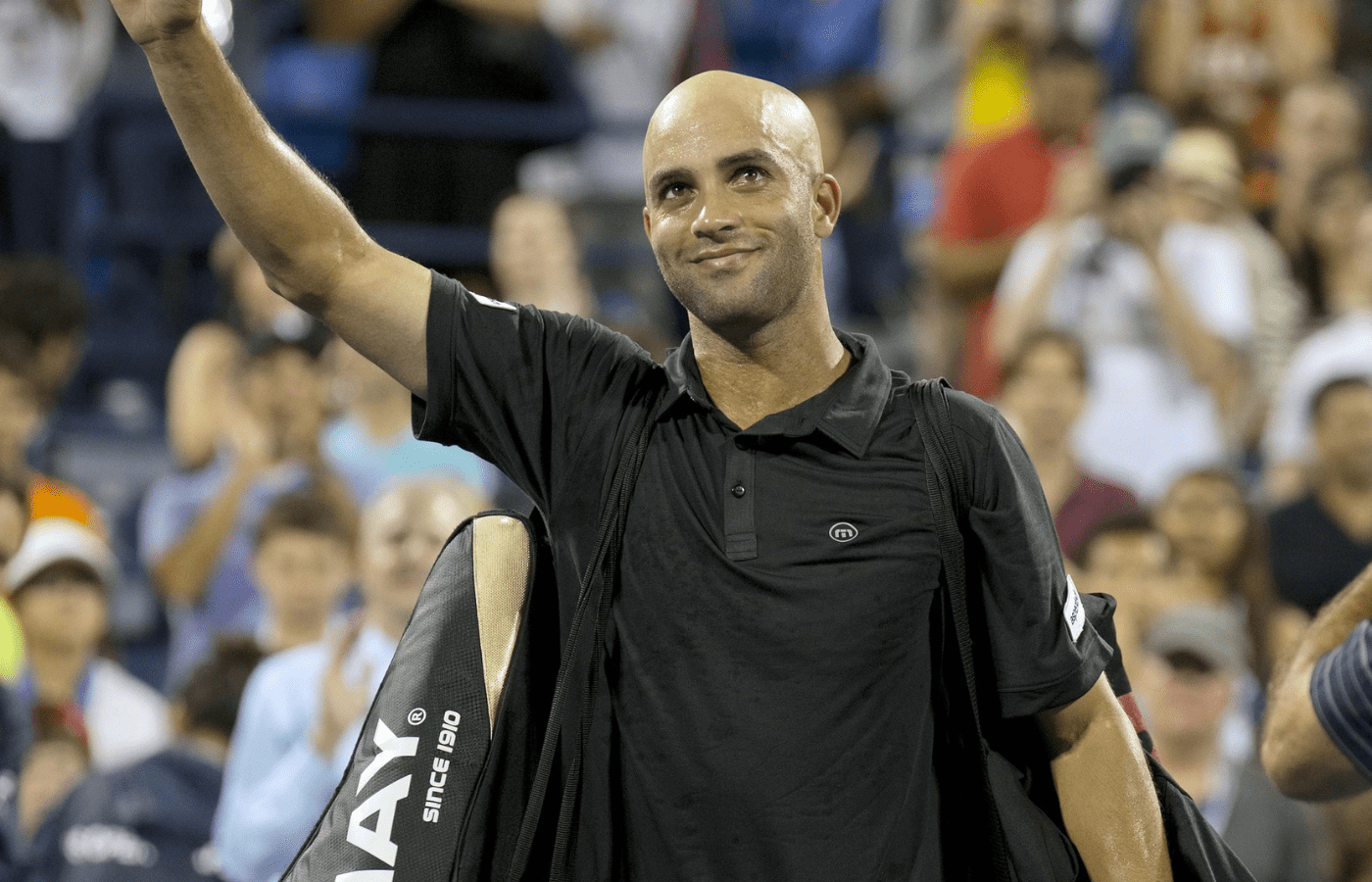 Aug 28, 2013; New York, NY, USA; James Blake (USA) waves to the crowd as he leaves Armstrong Stadium after losing his final career singles match against Ivo Karlovic (CRO) on day three of the 2013 US Open at the Billie Jean King National Tennis Center. Mandatory Credit: Susan Mullane-Imagn Images