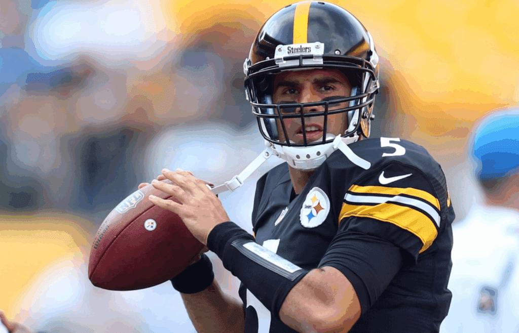Aug 12, 2016; Pittsburgh, PA, USA; Pittsburgh Steelers quarterback Bruce Gradkowski (5) warms-up before playing the Detroit Lions at Heinz Field. Mandatory Credit: Charles LeClaire-Imagn Images