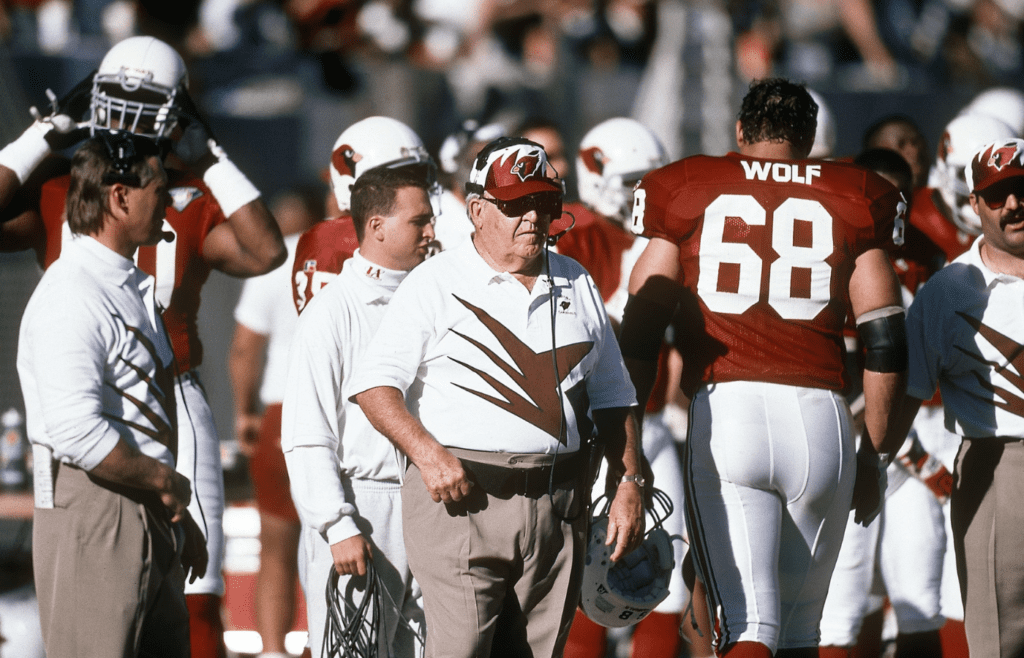Dec 18, 1994; Tempe, AZ, USA; FILE PHOTO; Arizona Cardinals head coach Buddy Ryan on the sidelines against the Cincinnati Bengals at Sun Devil Stadium. Mandatory Credit: RVR Photos-USA TODAY NETWORK