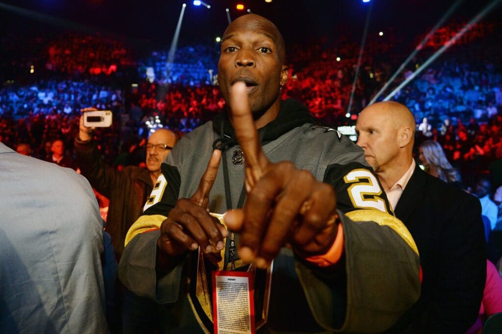 Feb 22, 2020; Las Vegas, Nevada, USA; NFL former player Chad Ochocinco Johnson attends the WBC heavyweight title bout between Deontay Wilder and Tyson Fury at MGM Grand Garden Arena. Mandatory Credit: Joe Camporeale-USA TODAY Sports
