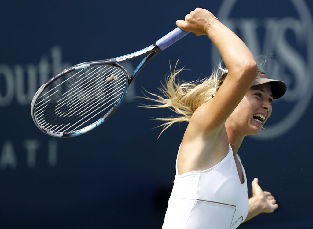 AUGUST 19, 2011. Maria Sharapova of Russia beat Samantha Stosur of Australia 6,3,6,2 during the Women's quarterfinals of the Western and Southern Open at the Lindner Family Tennis Center in Mason. Photo shot Friday August 19, 2011. The Enquirer/Cara Owsley