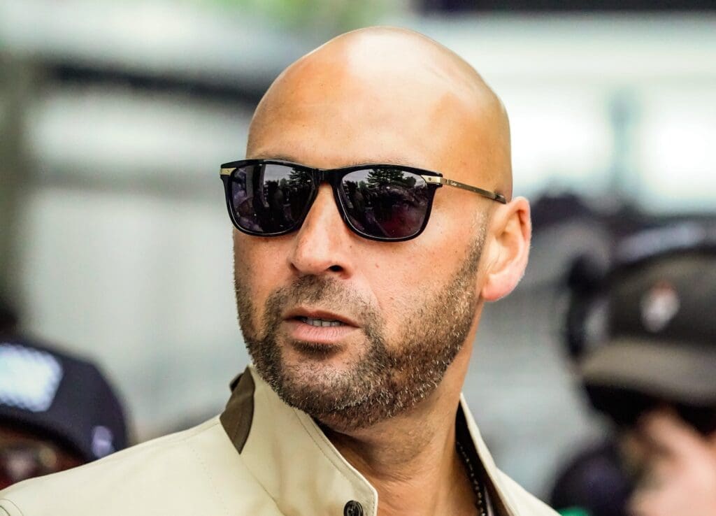 Derek Jeter walks the red carpet on Sunday, May 25, 2025, ahead of the 109th running of the Indianapolis 500 at Indianapolis Motor Speedway.
