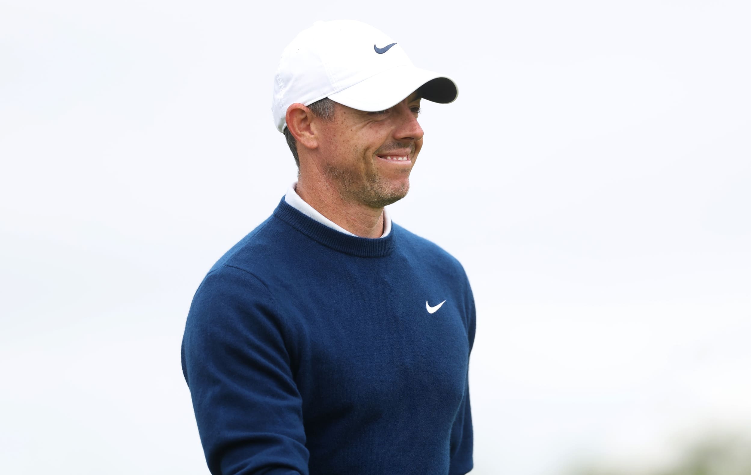 Jul 18, 2025; Portrush, IRL; Rory McIlroy on the first hole during the second round of The 153rd Open Championship golf tournament. Mandatory Credit: Mike Frey-Imagn Images