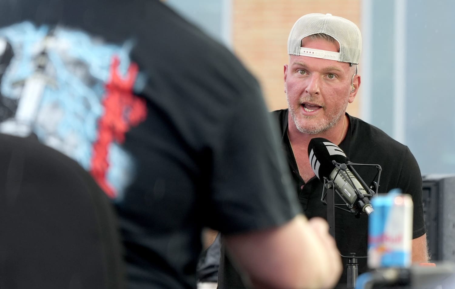 Pat McAfee helps to kick off the Pro Football Hall of Fame Festival Fan Fest with a live broadcast outside the Pro Football Hall of Fame. July 31, 2025.
