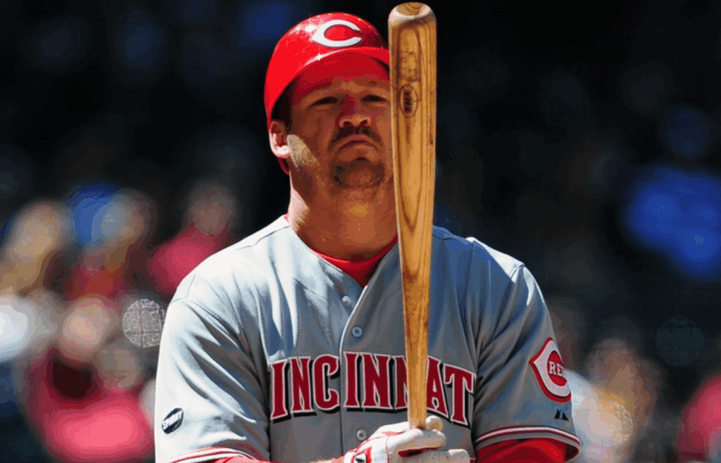 Apr. 10 2011; Phoenix, AZ, USA; Cincinnati Reds infielder Scott Rolen (27) reacts at bat against the Arizona Diamondbacks at Chase Field. Mandatory Credit: Jennifer Stewart-Imagn Images