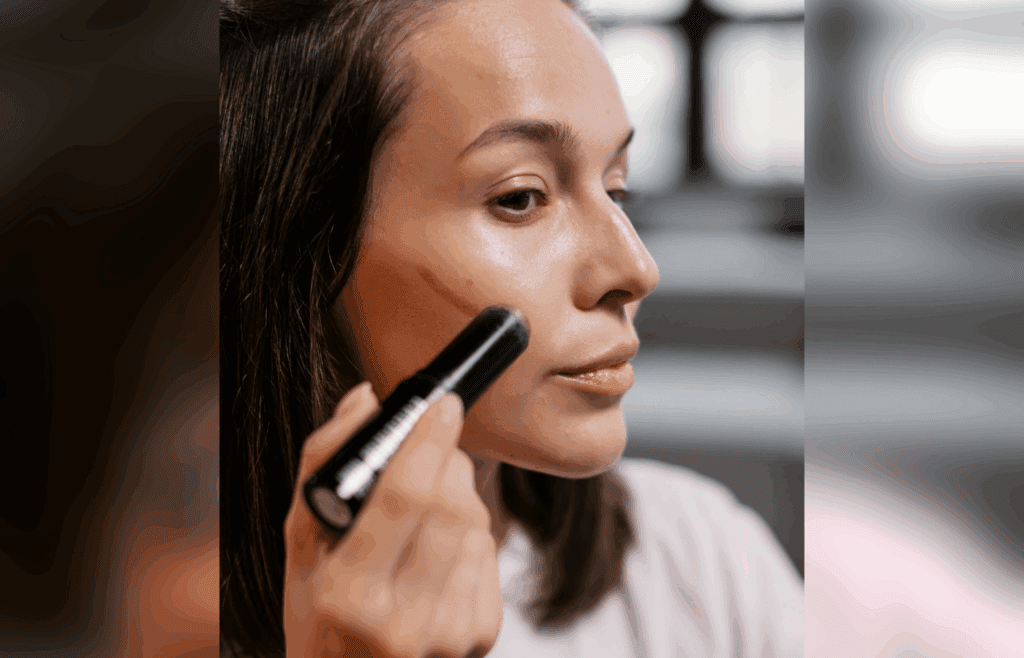 Woman Applying Contour on Her Face