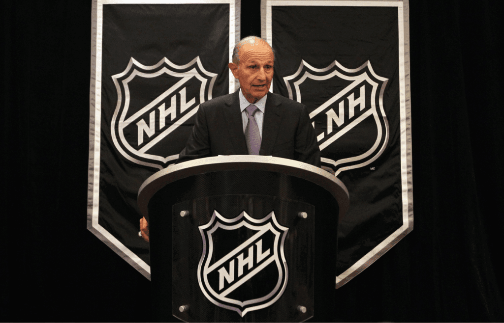 January 9, 2013; New York, NY, USA; Boston Bruins owner and governor and chairman of the NHL board of governors Jeremy M. Jacobs addresses the National Hockey League lockout during a press conference at the Westin New York in Times Square. Mandatory Credit: Brad Penner-Imagn Images