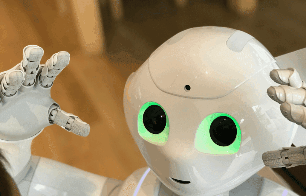 Close-Up Shot of a White Assistant Robot