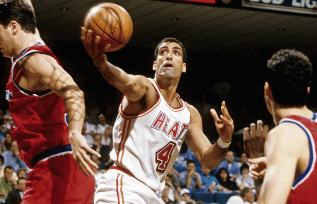 Unknown date; Miami, FL, USA; FILE PHOTO; Miami Heat center (4) Rony Seikaly lays the ball up against Washington Bullets at the Miami Arena during the 1994 season. Mandatory Credit: Imagn Images © Copyright Imagn Images