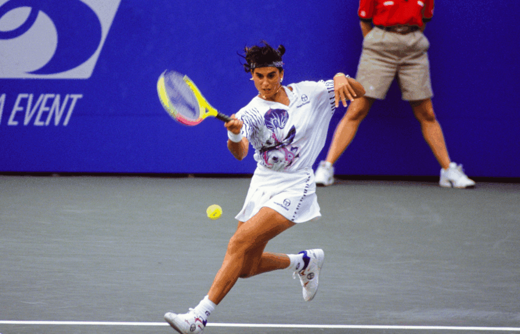 Unknown date, 1994; New York City, New York, USA: FILE PHOTO; Gabriela Sabatini (ARG) hits a forehand groundstroke during the 1994 US Open at the USTA National Tennis Center. Mandatory Credit: Lou Capozzola-USA TODAY Network