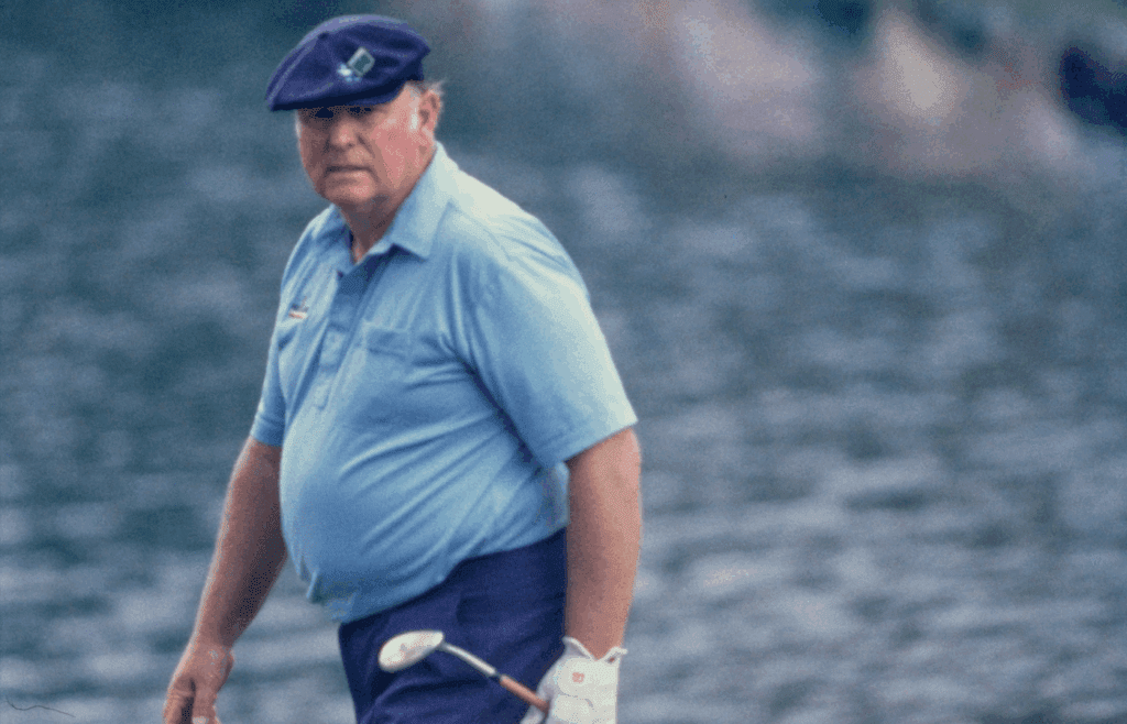 04/12/1985; Augusta, Georgia, USA; Billy Casper walks on the green at the Augusta National Golf Course during the 1985 Masters. Mandatory Credit: -The Augusta Chronicle via USA TODAY NETWORK